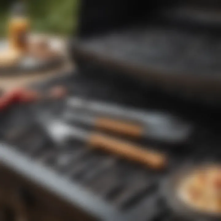Close-up of Weber grill maintenance tools and equipment