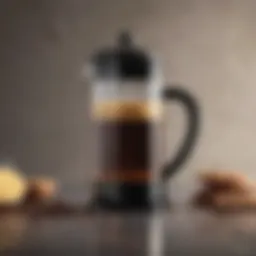 Elegant design of a French press coffee maker