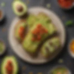 Aesthetic presentation of avocado on toast with artisan bread and colorful toppings