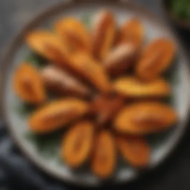 A beautifully plated dish featuring air-fried sweet potatoes