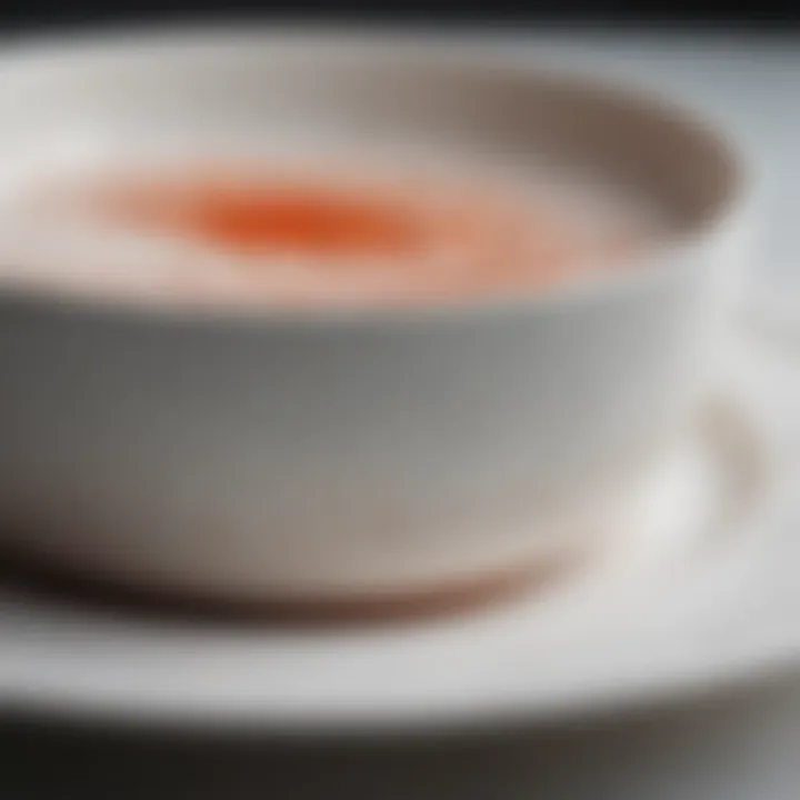 Close-up view of the texture of Corian dinnerware