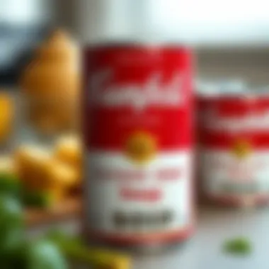Campbell's Soup Can A close-up of Campbell's Soup can, highlighting its branding and signature flavors used in the recipe