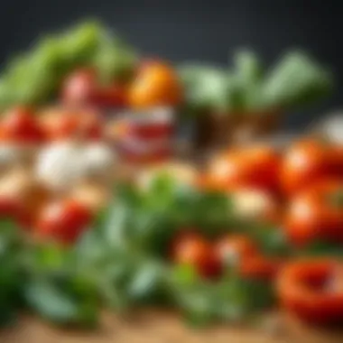 Fresh Vegetables and Herbs Selection A selection of fresh vegetables and herbs laid out, emphasizing ingredient quality for the dish