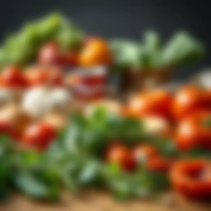 Fresh Vegetables and Herbs Selection A selection of fresh vegetables and herbs laid out, emphasizing ingredient quality for the dish