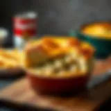 A golden brown chicken pot pie fresh out of the oven, showcasing a flaky crust and hearty filling