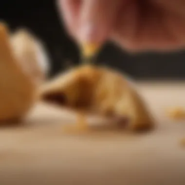 Unveiling a Fortune A close-up view of a fortune cookie being cracked open revealing a fortune