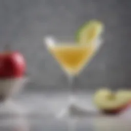 A beautifully crafted appletini garnished with a slice of green apple