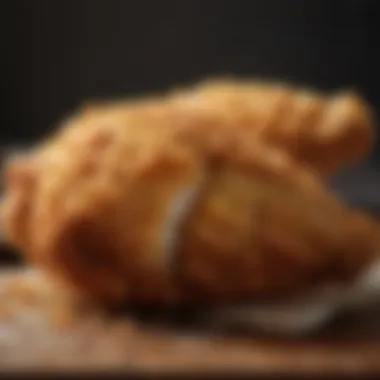 Perfectly fried chicken breast showing golden crust