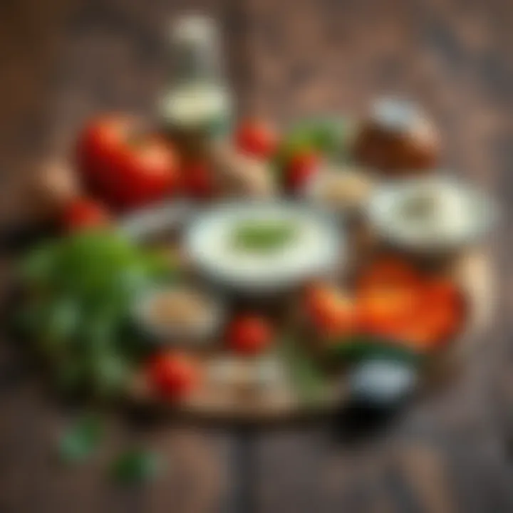 Essential Ingredients for Neapolitan Pizza An assortment of key ingredients for Neapolitan pizza crust laid out on a rustic wooden surface.