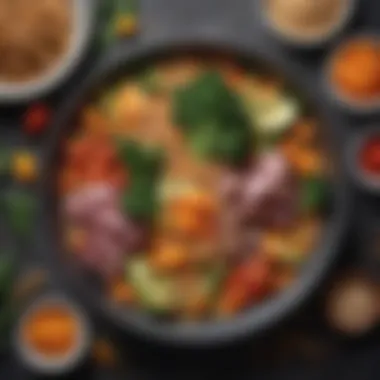 Seasonal Vegetable and Grain Ensemble A wholesome main course consisting of a variety of seasonal vegetables and grains.