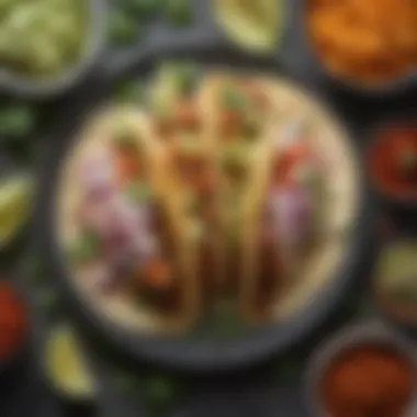 A close-up of tacos garnished with fresh ingredients