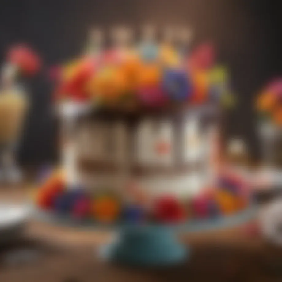 A beautifully decorated birthday cake featuring vibrant flowers and personalized message