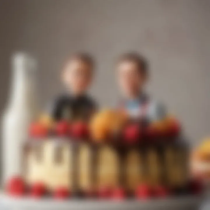 A close-up of unique cake toppers that express individual interests