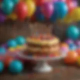 Colorful birthday decorations with balloons and banners