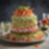 A vibrant salad featuring imitation crab, avocado, and fresh vegetables