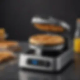 Close-up of the Cuisinart Single Waffle Maker showcasing its sleek design and user-friendly controls.