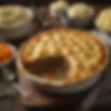 A hearty shepherd's pie with a golden mashed potato topping