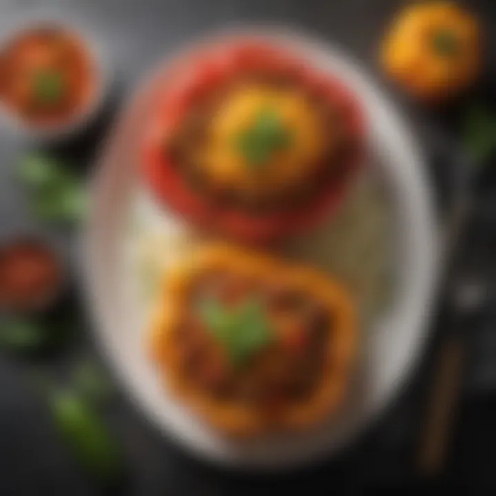 Savory stuffed peppers filled with seasoned ground beef and vegetables
