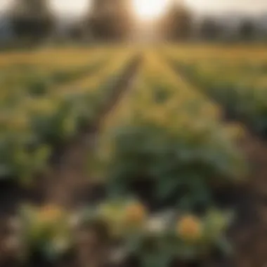 A field of Jerusalem artichoke plants under the sun, representing their cultivation