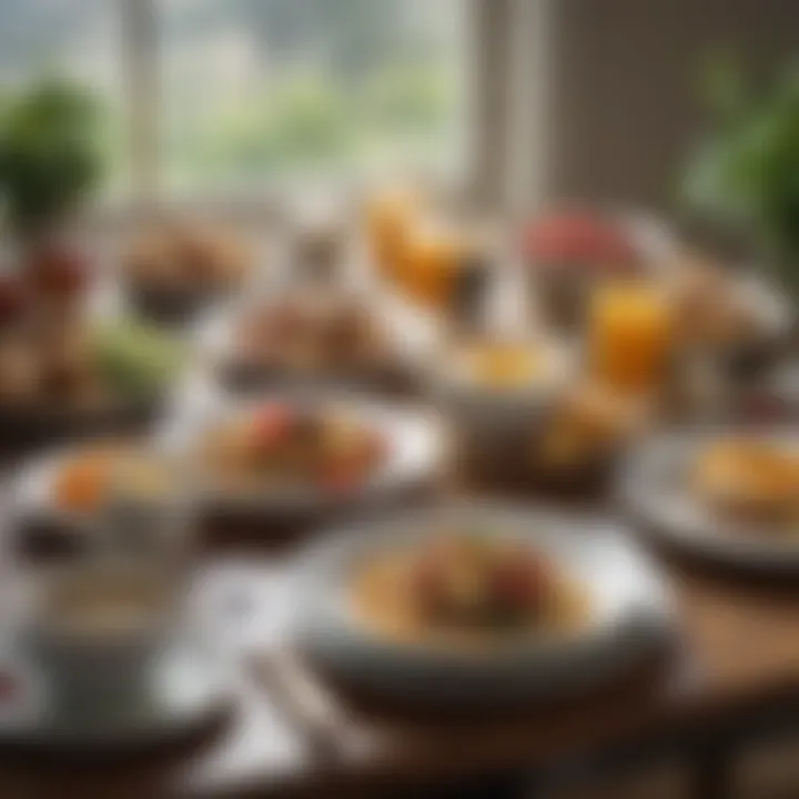 A beautifully set table showcasing various healthy breakfast dishes.