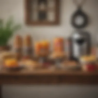 Cozy Snack Station A cozy living space featuring a stylish snack station with variety of options.
