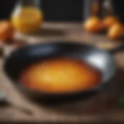 A pristine cast iron skillet shining with a glossy finish