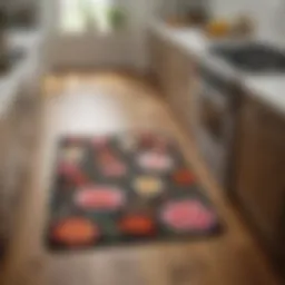 Elegant cushioned kitchen mat showcasing intricate floral designs