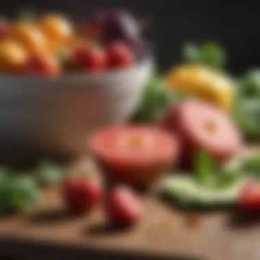 Close-up of fresh fruits and vegetables on a table