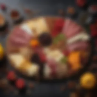 Artful Charcuterie Board A beautifully arranged charcuterie board featuring a variety of cheeses, fruits, and nuts.
