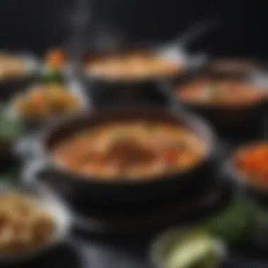 Versatility in Culinary Creations An assortment of dishes prepared using a large nonstick saucepan.