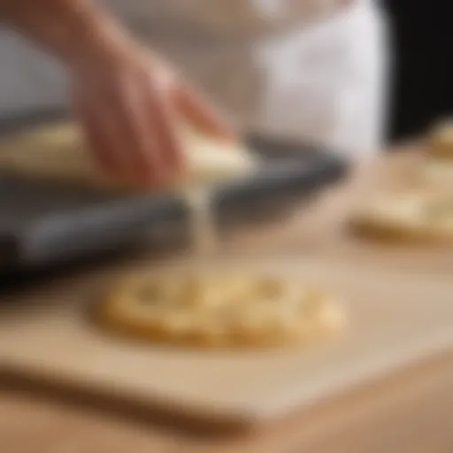 Close-up of a dough riser mat with rising dough