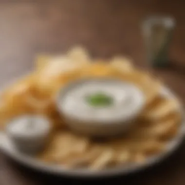 A variety of snacks and dippers paired with dry ranch dip