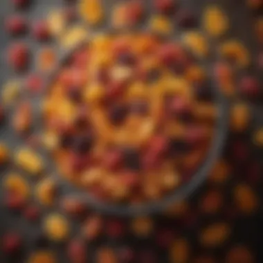 A bowl filled with colorful dried fruit pieces ready for use.