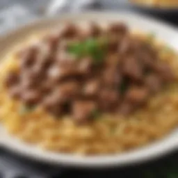 A beautifully plated Beef Stroganoff garnished with fresh parsley