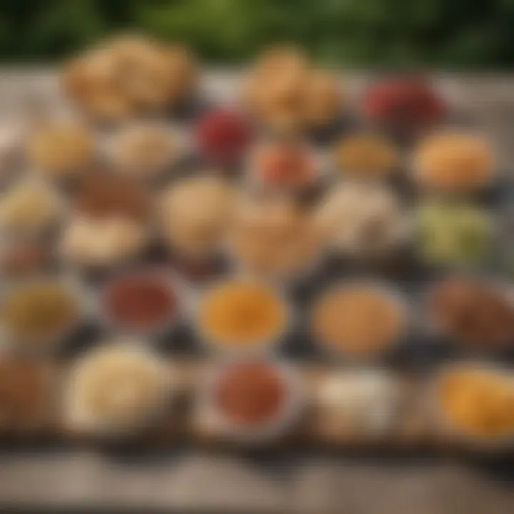 Delicious assortment of camping snacks on a picnic table