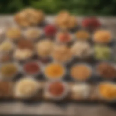 A Variety of Camping Snack Options Delicious assortment of camping snacks on a picnic table