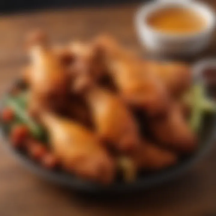 Succulent air fried chicken wings with dipping sauce