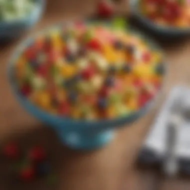 Vibrant Medley: A Colorful Fruit Salad to Brighten Your Table Colorful fruit salad in a decorative bowl