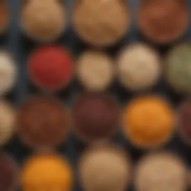 An array of whole grains and legumes in bowls.