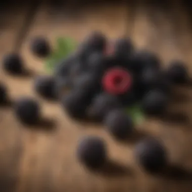 Dried blackberries showcased on a wooden surface