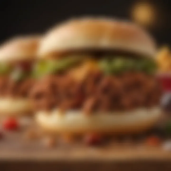 Close-up of a gourmet sloppy joe with fresh toppings