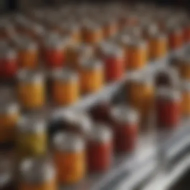 A well-organized canning setup with jars and lids, emphasizing safety and preparedness.