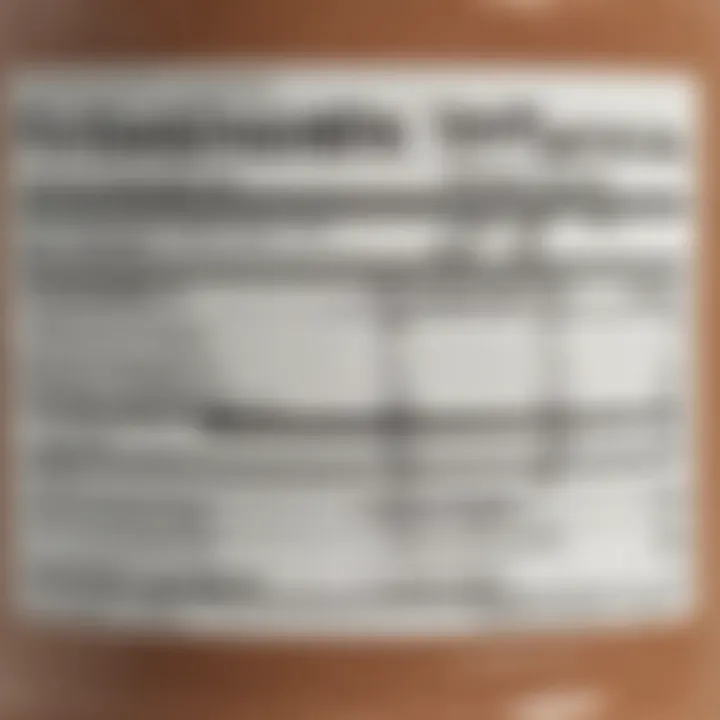 Nutritional information displayed on a protein powder label