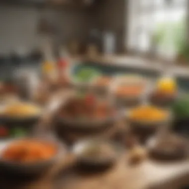 Homemade Vegan Meal Ingredients A well-organized kitchen counter featuring ingredients for homemade vegan meals.