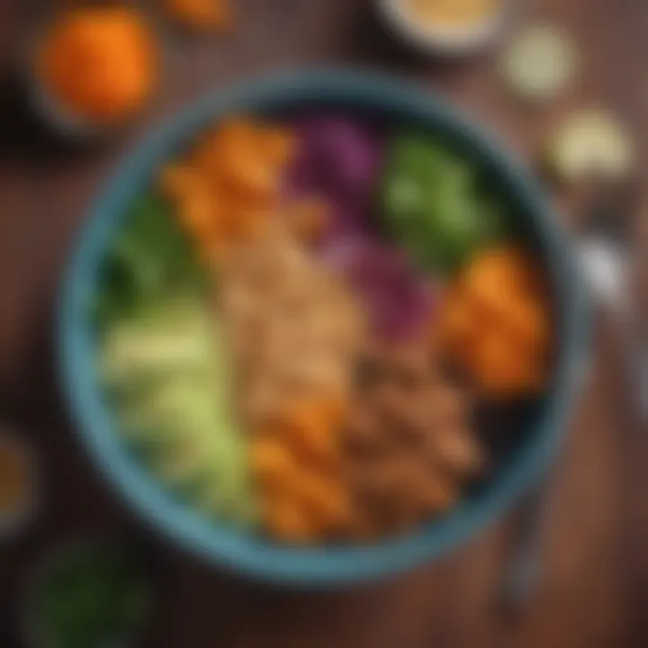 A handcrafted bowl filled with a colorful and nutritious vegan meal.