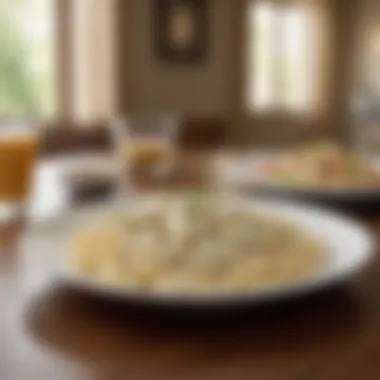 A beautifully set dining table featuring Applebee's Alfredo