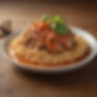 A Culinary Masterpiece with Baja Chipotle Sauce A vibrant dish served with Baja chipotle sauce drizzled on top