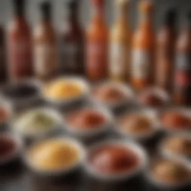 A collection of different types of sauces including Baja chipotle