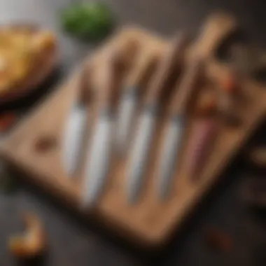 Overview of a Belgium knife set showcasing various knives in a wooden block