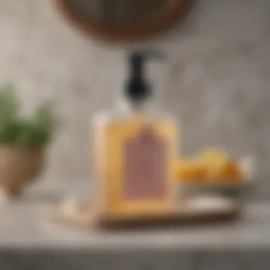 An elegant display of liquid hand soap in a bathroom setting